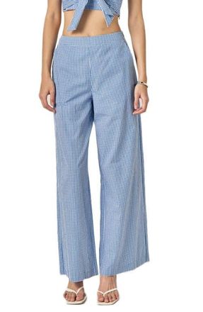 English Factory Check Wide Leg Pants in Blue at Nordstrom, Size X-Small