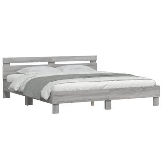 Berkfield Home Durable Bed Frame with LED without Mattress Grey Sonoma 180x200 c | Size: Super King