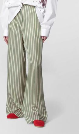 Dries Van Noten wide leg striped trousers belt loops pockets