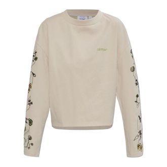 Off-white Long Sleeve Tops, female, Beige, Size: XL Logo T-Shirt