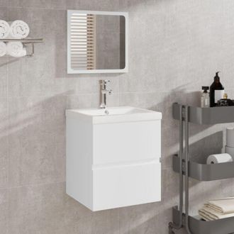 vidaXL Armario De Lavabo Con Lavamanos Y Espejo Blanco Vidaxl