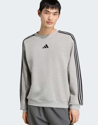 adidas adidas Performance Essentials felpa in French Terry a 3 strisce grigia e nera-Grigio