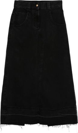 Palm Angels Denim Maxi Rok - Dames - Spijkerrokken - Zwart - W28 - Denim - Rokken