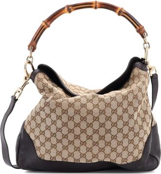 Gucci Diana Bamboo Shoulder Bag GG Canvas Medium hobo bag - Bruin