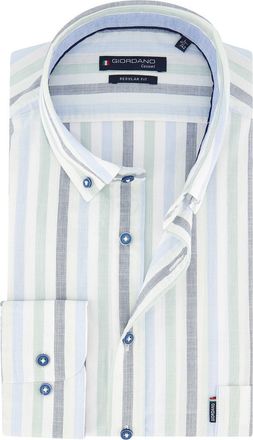 Giordano Overhemd Giordano strepen blauw groen normale fit