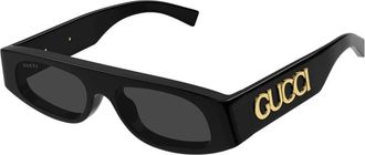 Gucci Rechthoekige Zonnebril - Dames - Zonnebrillen - Zwart - 51 MM - Accessoires