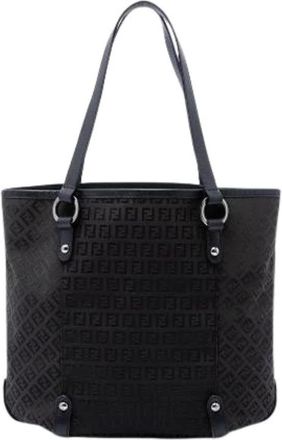 Fendi Pre-owned Canvas Tote Bag - Dames - Vintage Shopper - Zwart - ONE Size - Leer - Vintage