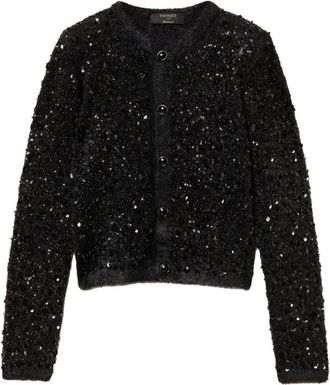 Twinset Cardigan in Maglia Ricamato - - Knitwear - Donna - Nero - L