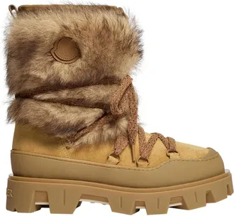 Moncler Peak Après Suede & Shearling Boots Beige Size 37