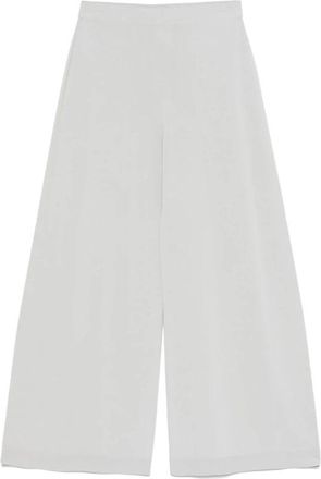 D.exterior Lichtgrijze Wijde Elastische Cropped Broek - Dames - Wijde Broeken - Grijs - S - Broeken