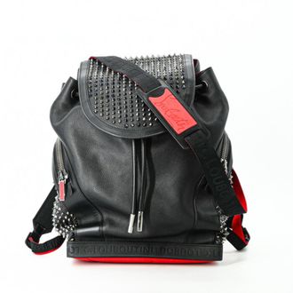 Christian Louboutin Black Red Color Leather Backpack (Pre-Owned)