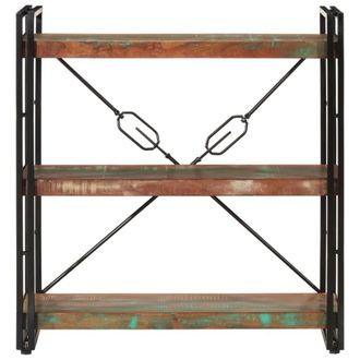 Berkfield Home 3-Tier Bookcase 77x30x80 cm Solid Wood Reclaimed & Iron | Size: 77 x 30 x 80 cm