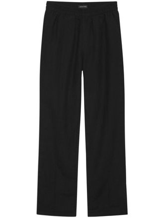 Anine Bing short-slit linen straight trousers - Black
