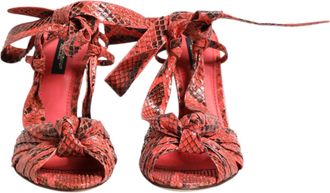 Dolce & Gabbana Coral Python Leather Heels Sandals Womens Shoes