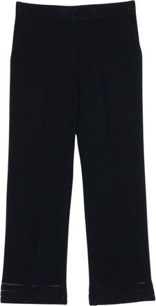 Twinset Blauwe geborduurde broek - Dames - Vrijetijds broeken - Blauw - XL - Polyester - Broeken