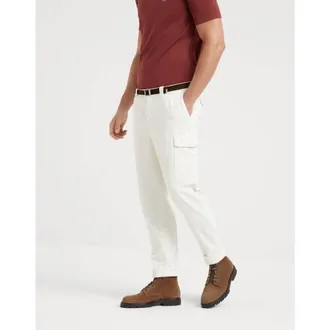 Brunello Cucinelli MenS Off White Cotton Cargo Trousers, Size 38