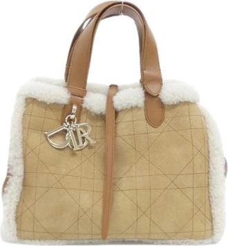 Dior Borsa Pre-owned Toujours in Pelle Scamosciata e Shearling - - Pre-owned - Donna - Beige - ONE SIZE