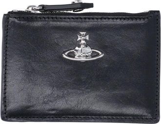 Vivienne Westwood Black Slim Zip Calfskin Cardholder