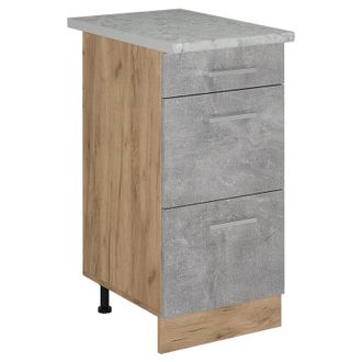 Vicco Mueble Bajo De Cocina R-line, Hormig&oacute;n, 40 Cm Con Cajones, M&aacute;rmol Ap