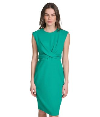Calvin Klein Scuba Skirt Dress Womens Jungle Scuba Crepe Cap Sleeve FROG563