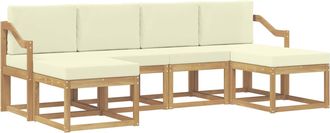 vidaXL Conjunto De Sof&aacute;s De Exterior 6 Uds. Blanco Y Crema Poli&eacute;ster Vidaxl