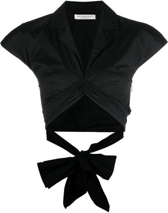 Philosophy di Lorenzo Serafini cropped taffeta blouse - women - Polyester/Polyamide/Spandex/Elastane - 42 - Black
