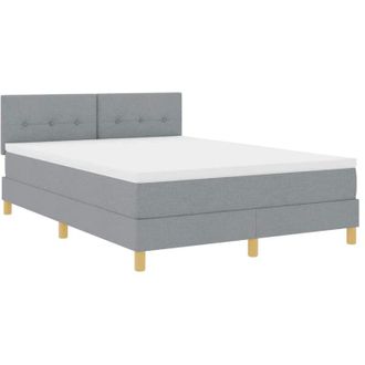 vidaXL Vidaxl - Cama Box Spring Con Colch&oacute;n Gris Claro 140 X 190 Cm Tela