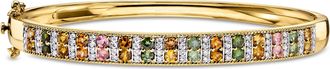 Ross-Simons Multicolored Tourmaline and. Lab-Grown Diamond Bangle Bracelet in 18kt Gold Over Sterling