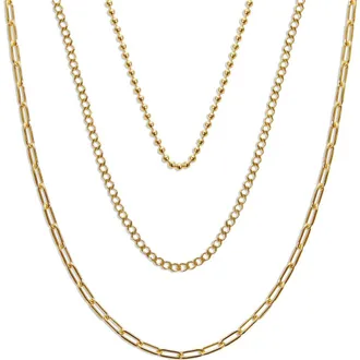 Argento Vivo Triple Row Layered Chain Necklace in Gold at Nordstrom