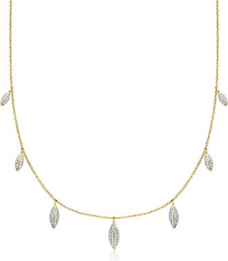 Ross-Simons Diamond Oval Drop Station Necklace in 18kt Gold Over Sterling