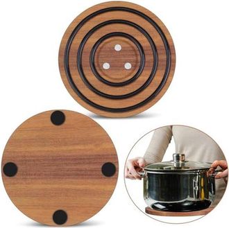 OEM Tr&iacute;pode Magn&eacute;tico De Madera De 2 Piezas Para Platos Calientes, Madera, 2 Piezas, 20,3 Cm, 8 Pulgadas, Silicona, Negro