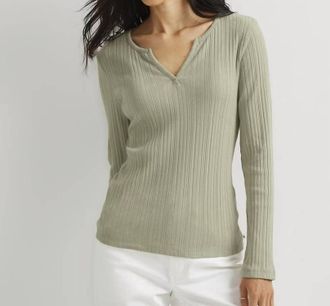 Eddie Bauer Meadowood Ribbed Long Sleeve Tee Shirt In Sage