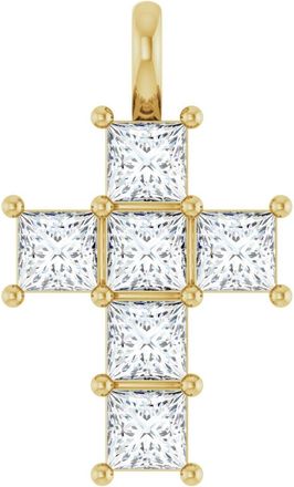 Diamond2Deal 14k Gold Princess Cut 1 1/2ct Lab-Grown Diamond Pendant