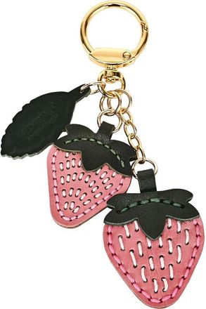 OLD TREND Strawberry Genuine Leather Keychain Charm in Blush at Nordstrom