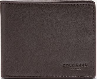 Cole Haan Mens Bifold Wallet with Embossed Logo - Brown