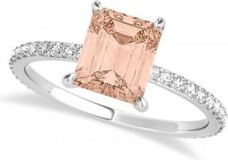 Allurez Emerald Morganite & Diamond Hidden Halo Engagement Ring 14k White Gold (2.93ct)