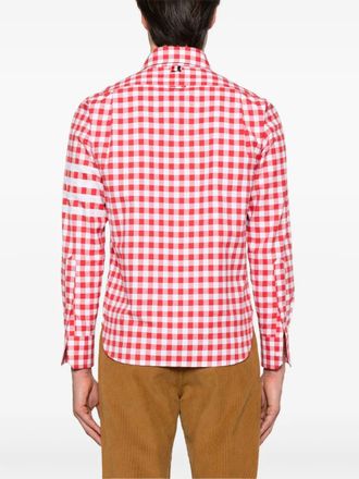 Thom Browne RC-Hemd mit rundem Saum und Rei&szlig;verschluss und T-Bar-Puller aus 4-Bar-Gingham-Karo-Flanell