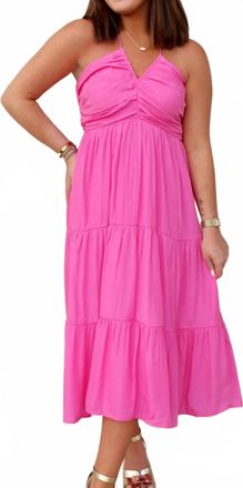 Entro Hallie Halter Midi Dress In Pink