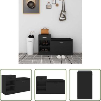 vidaXL Scarpiera in legno - Panca Porta Scarpe Nera 94,5x31x57 cm in Legno Multistrato