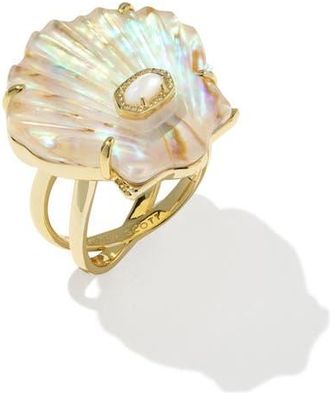 Kendra Scott Lucia Shell Cocktail Ring in Gold Iridescent Abalone at Nordstrom, Size 7