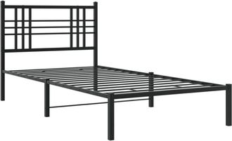 vidaXL Estructura Cama Sin Colch&oacute;n Con Cabecero Metal Negro 90x200 Cm Vidaxl