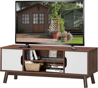 Costway Costway - Mueble Tv R&uacute;stico Industrial, Mueble Para Tv Hasta 50, Organizador Moderno Multiuso De Madera, Mueble Televisor Con Repisa Abierta, Centro D