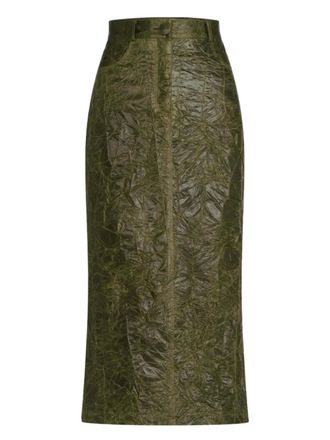 Silvia Tcherassi Layan crumpled midi skirt - Green