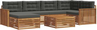 vidaXL Conjunto De Sof&aacute;s De Exterior 7 Uds. Natural Y Antracita Vidaxl