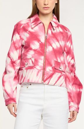 Cinq &agrave; Sept Harriet Tie Dye Stretch Cotton Jacket in Goji Berry/White at Nordstrom, Size X-Small