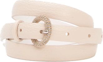 Orciani Belts, female, Pink, Size: 80 CM Ivory Belt with Round Rhinestone Buckle
