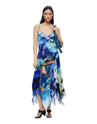 Desigual vestito asimmetrico stampato blu