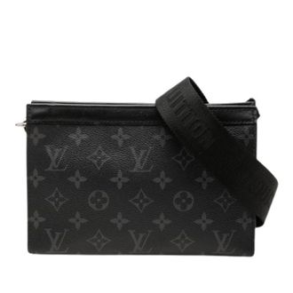 Louis Vuitton Pre-owned Gaston Wearable Wallet Monogram Eclipse Schoudertas - Heren - Pre-owned - Zwart - Maat: ONE Size Leer