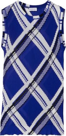Burberry Check Jacquard-Knitted Silk Vest, Size X-Small
