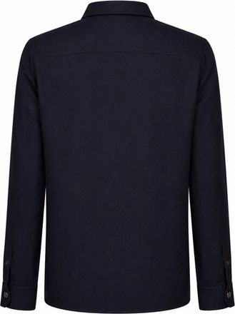 Brunello Cucinelli Mens Overshirt Virgin Wool Navy Blue Shirt
